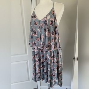 WILLIAM RAST Floral Sharkbite Hem Dress Size Large Sleeveless Stretch